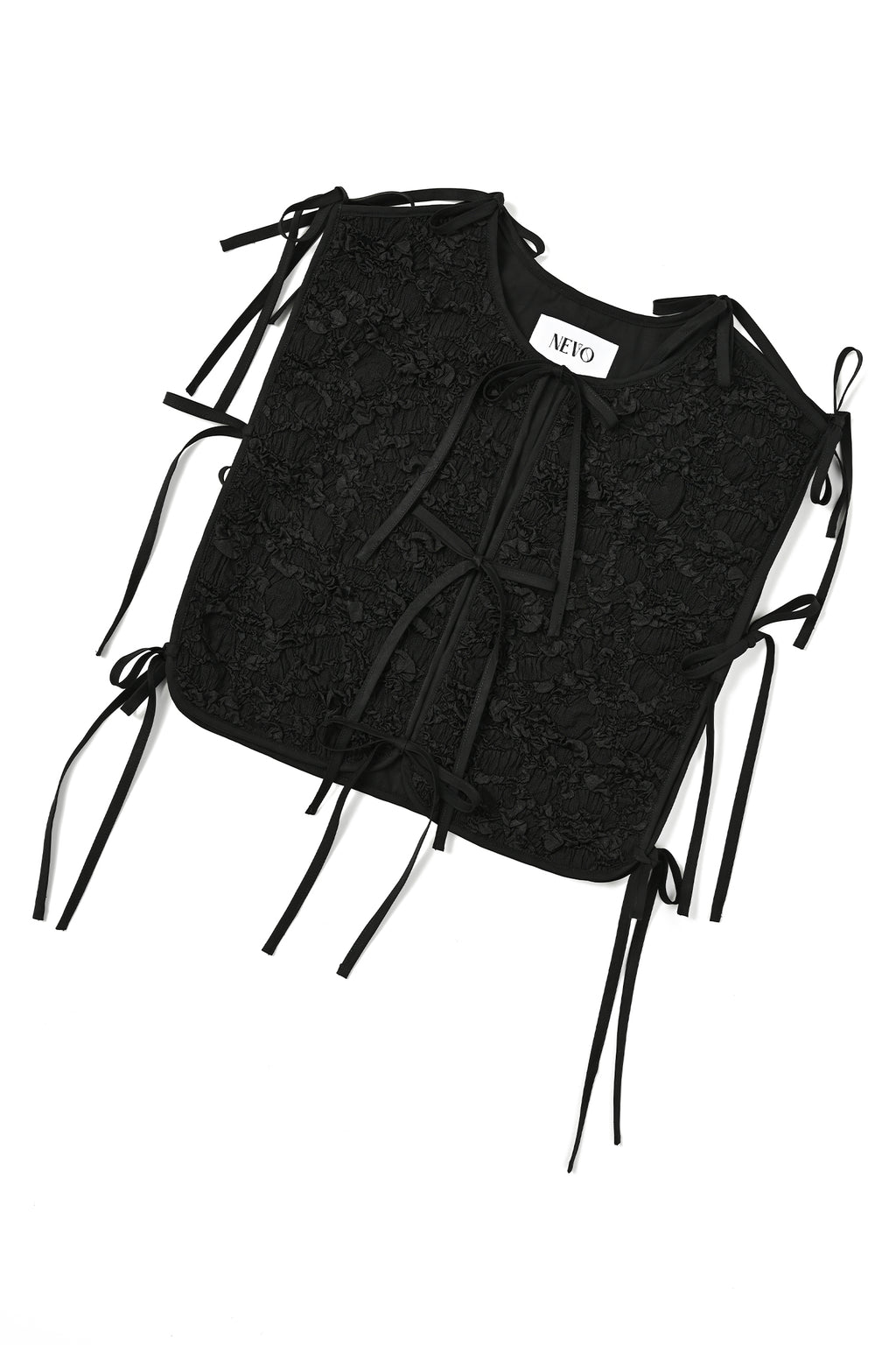 Piping Ribbon Vest - Black