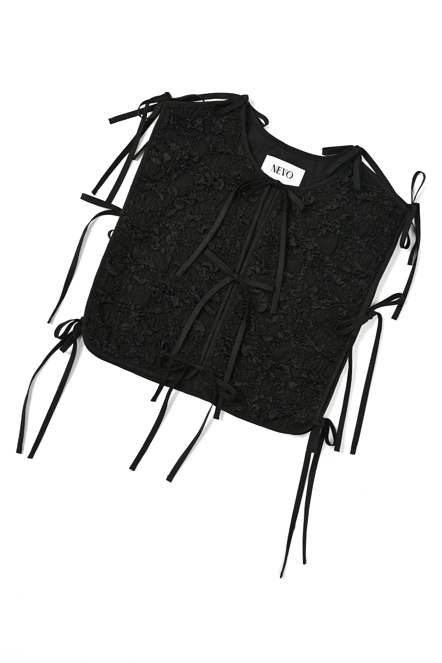 Piping Ribbon Vest - Black