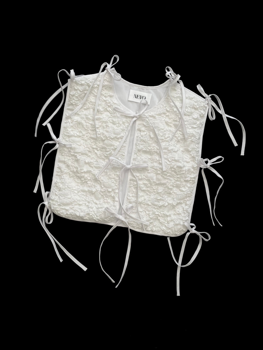 Piping Ribbon Vest - White
