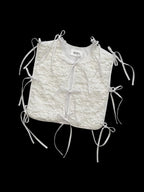 Piping Ribbon Vest - White
