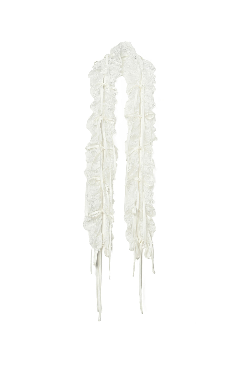 Lace Frill Scarf - White
