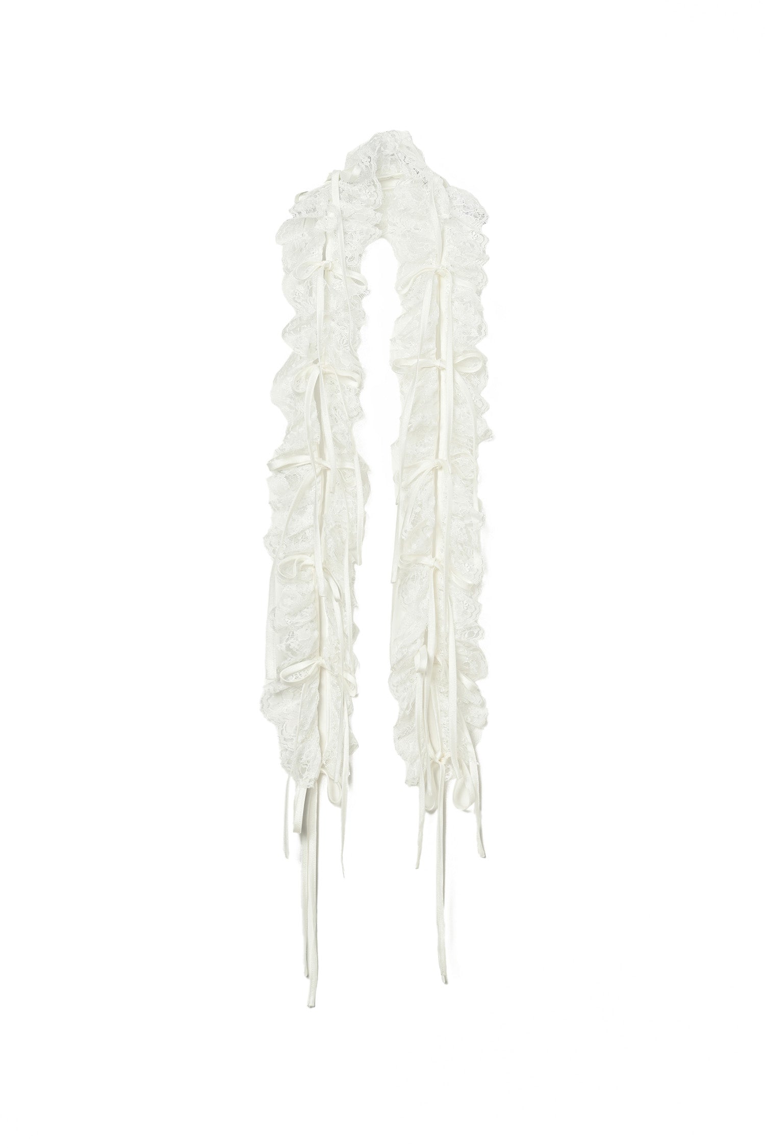 Lace Frill Scarf - White