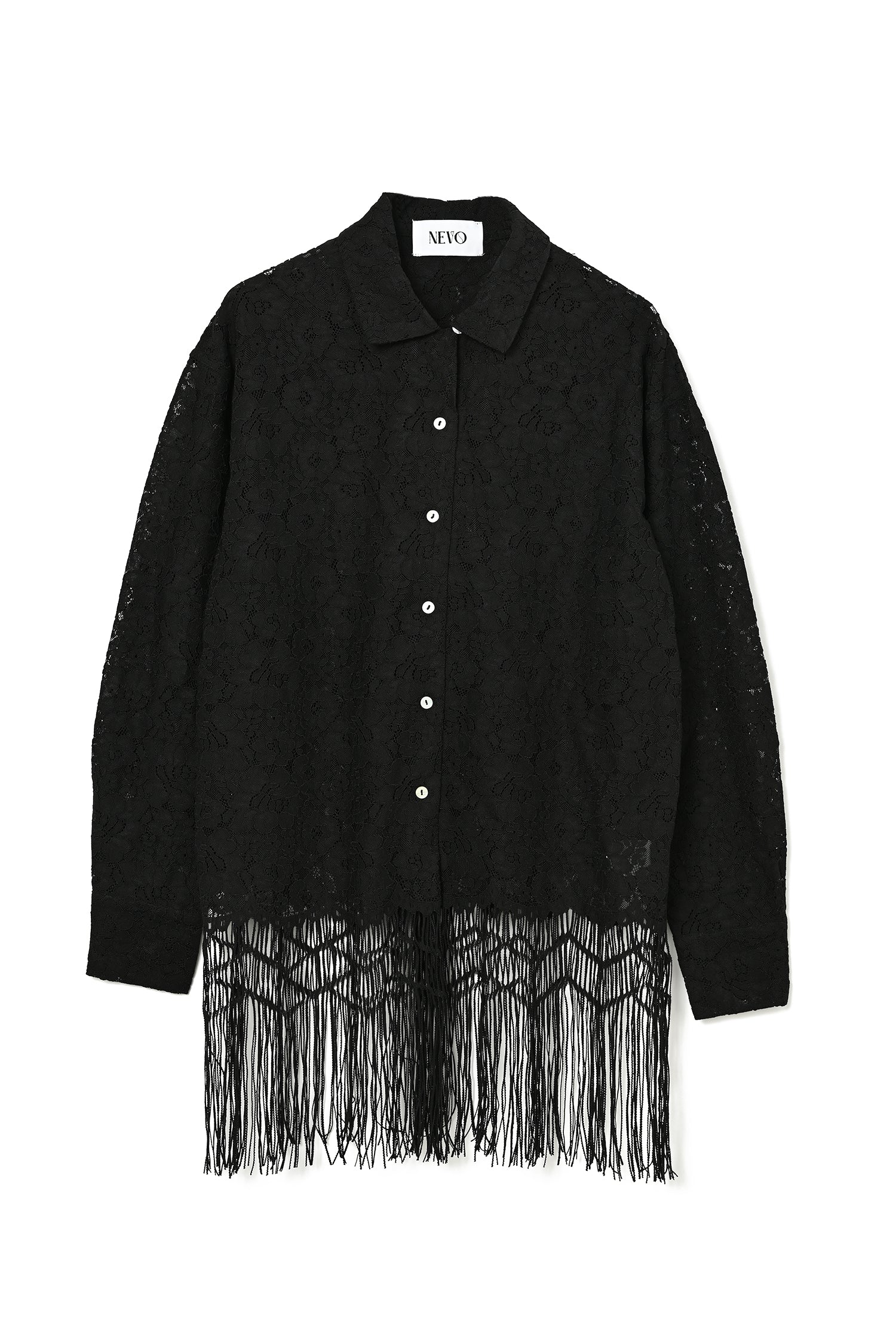 Fringe Lace Shirt - Black