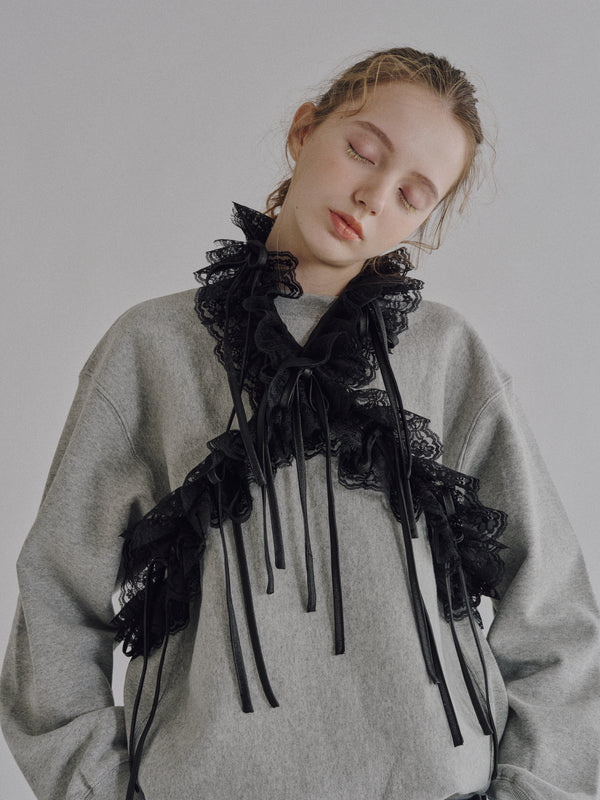 Lace Frill Scarf – Black