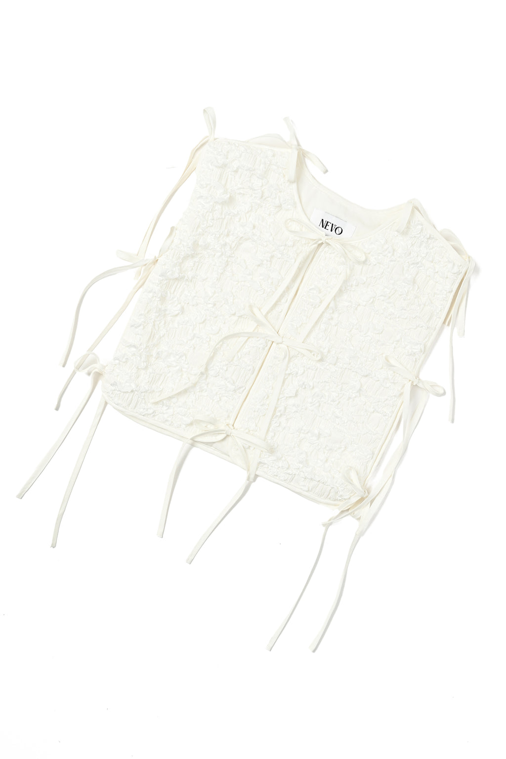 Piping Ribbon Vest - White