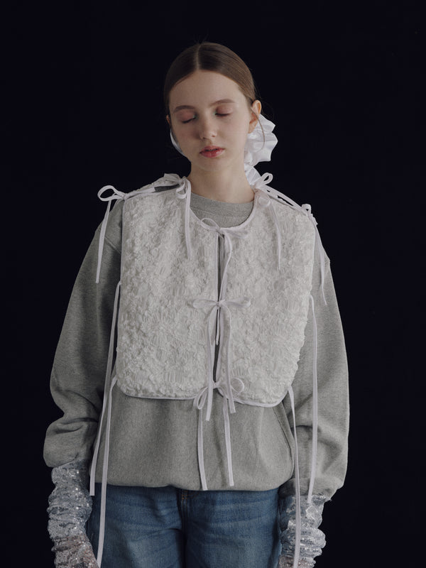 Piping Ribbon Vest - White