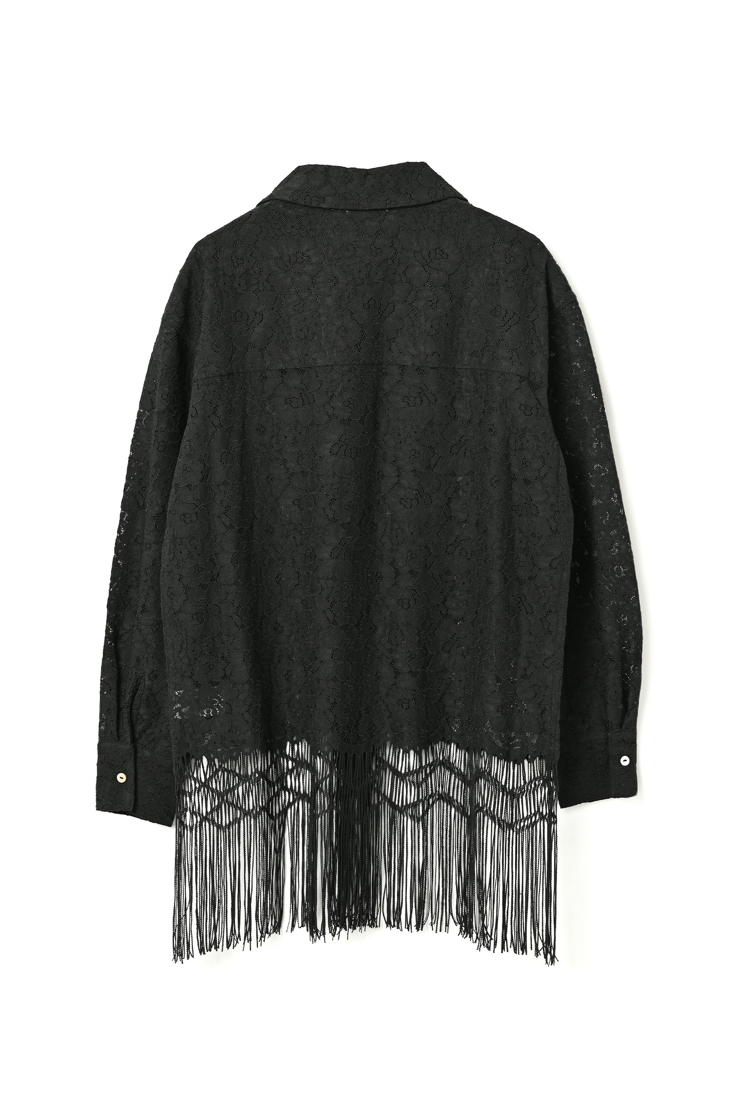 Fringe Lace Shirt - Black