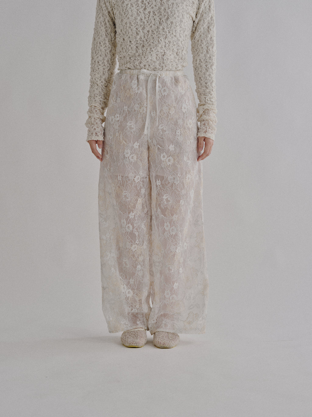 Sparkle Embroidery Lace Easy Pants