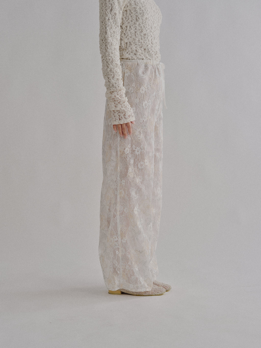Sparkle Embroidery Lace Easy Pants