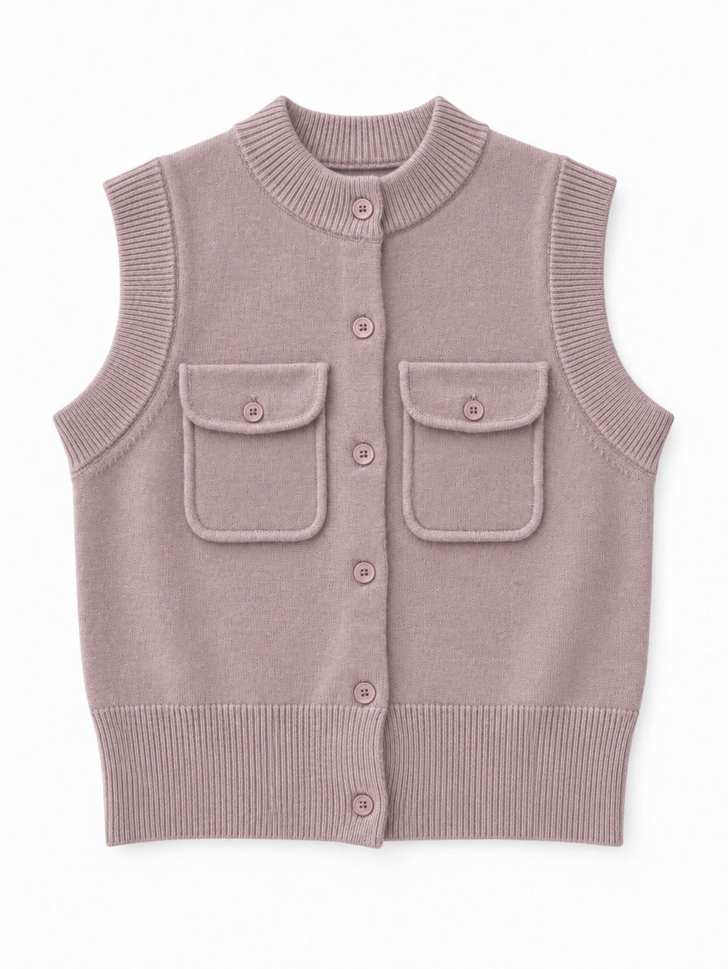 Patch Pocket Knit Vest - Lilac