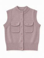 Patch Pocket Knit Vest - Lilac