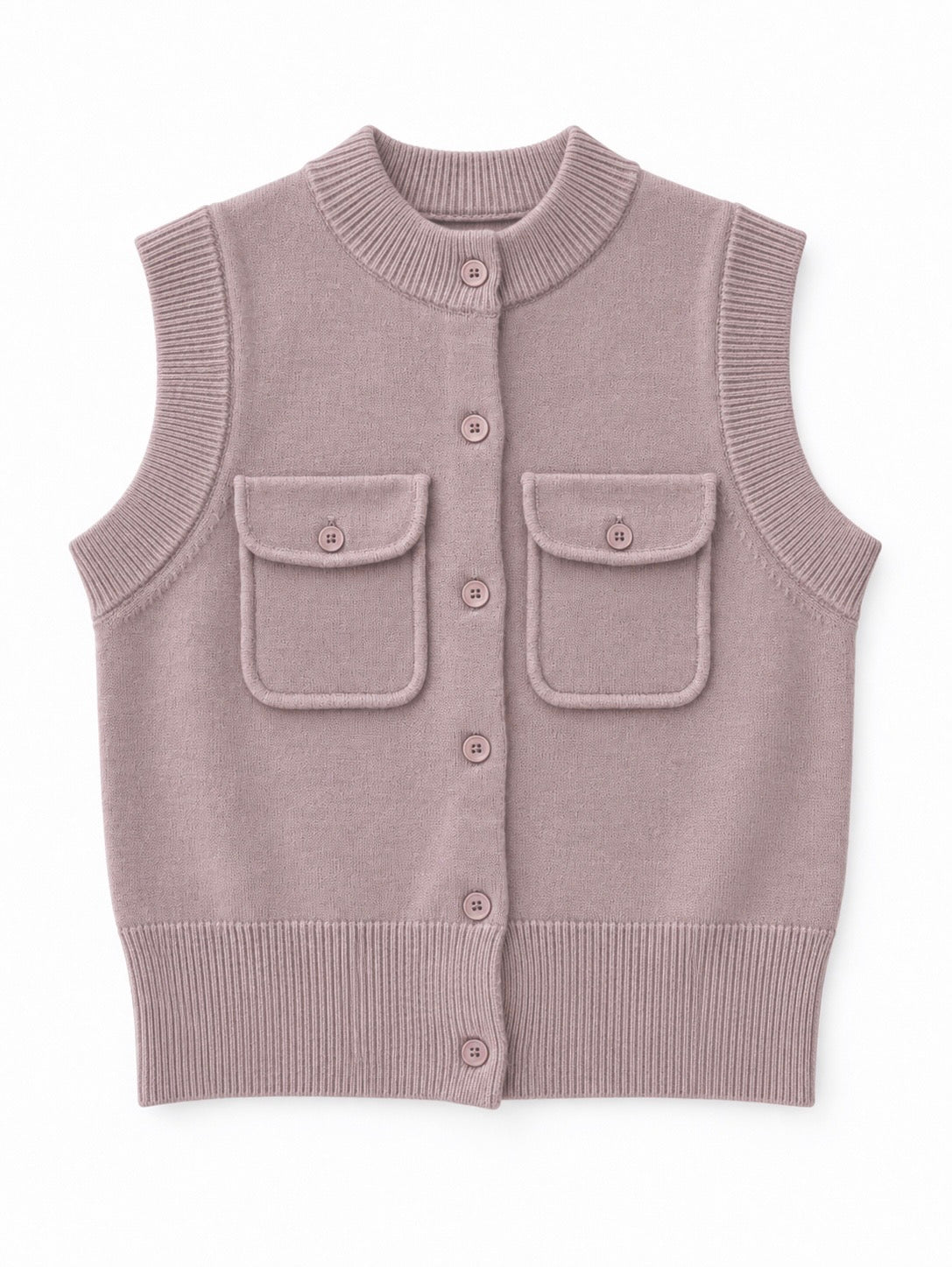 Patch Pocket Knit Vest - Lilac