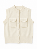 Patch Pocket Knit Vest - Ivory