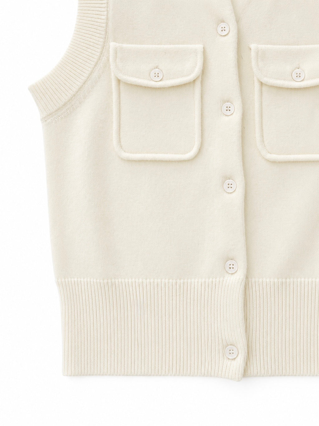 Patch Pocket Knit Vest - Ivory