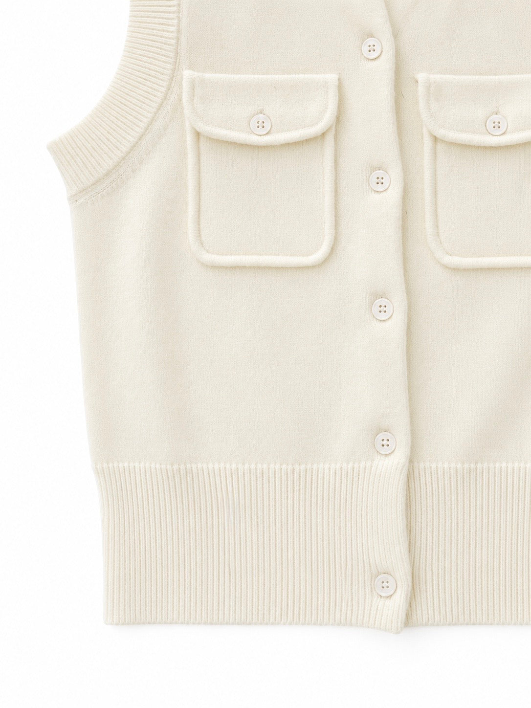 Patch Pocket Knit Vest - Ivory