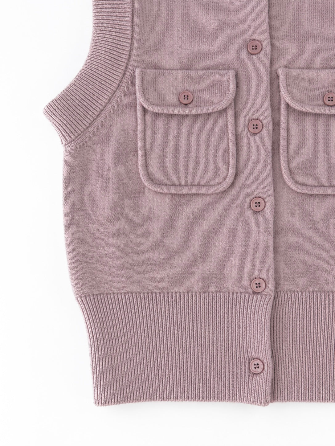 Patch Pocket Knit Vest - Lilac