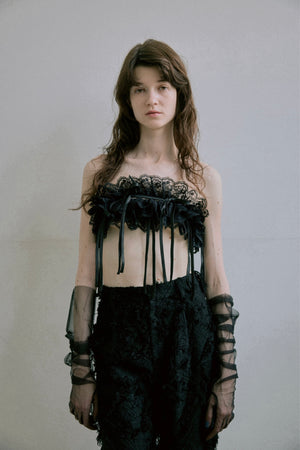 Lace Frill Scarf – Black