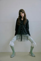 Fringe Lace Shirt - Black