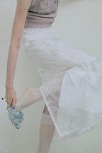 Sheer Bloom Lace Straight Skirt