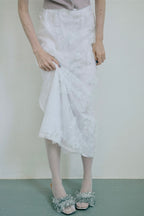 Sheer Bloom Lace Straight Skirt