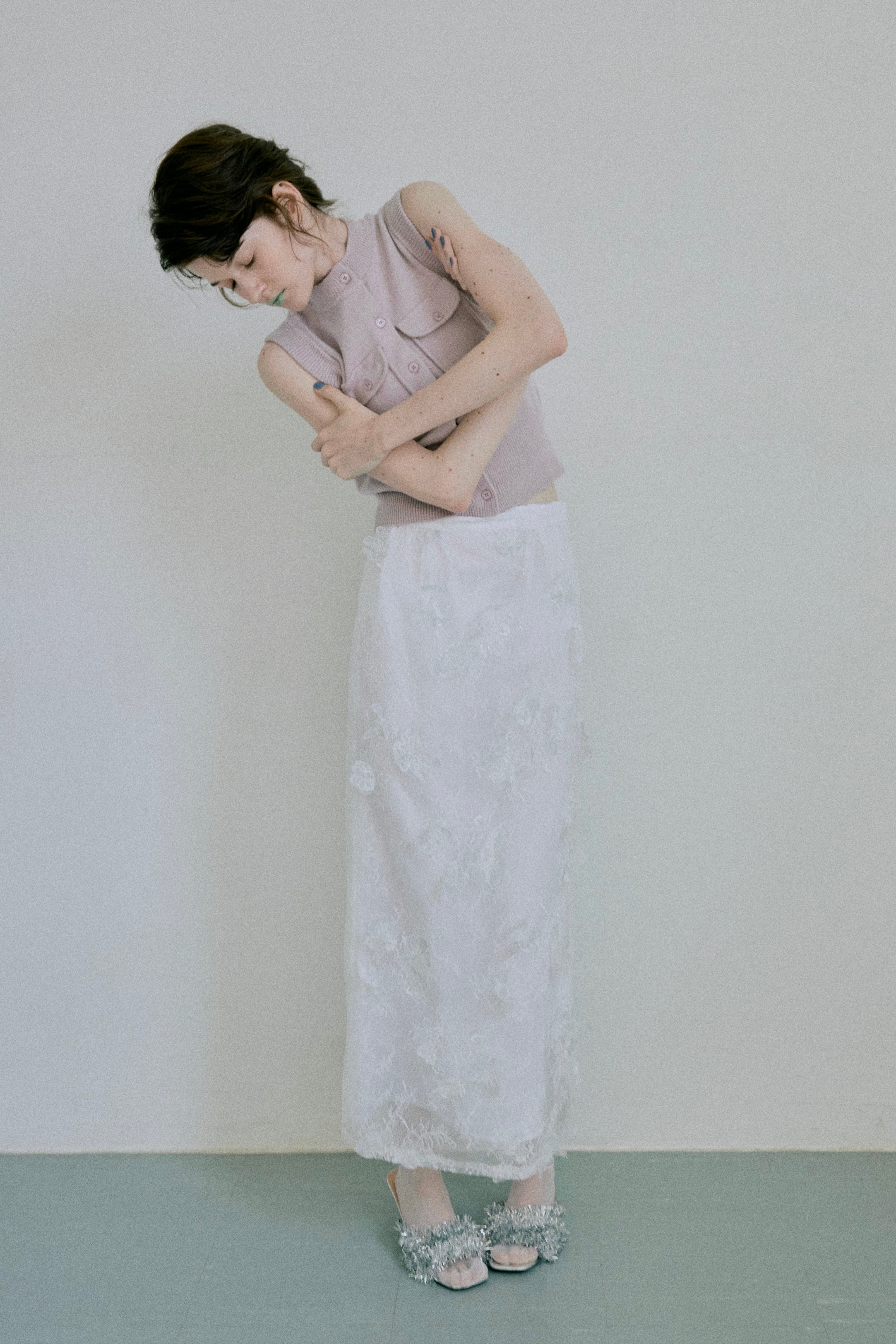 Sheer Bloom Lace Straight Skirt