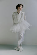 Piping Ribbon Vest - White