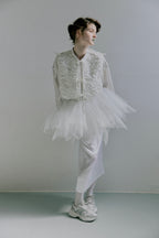 Piping Ribbon Vest - White