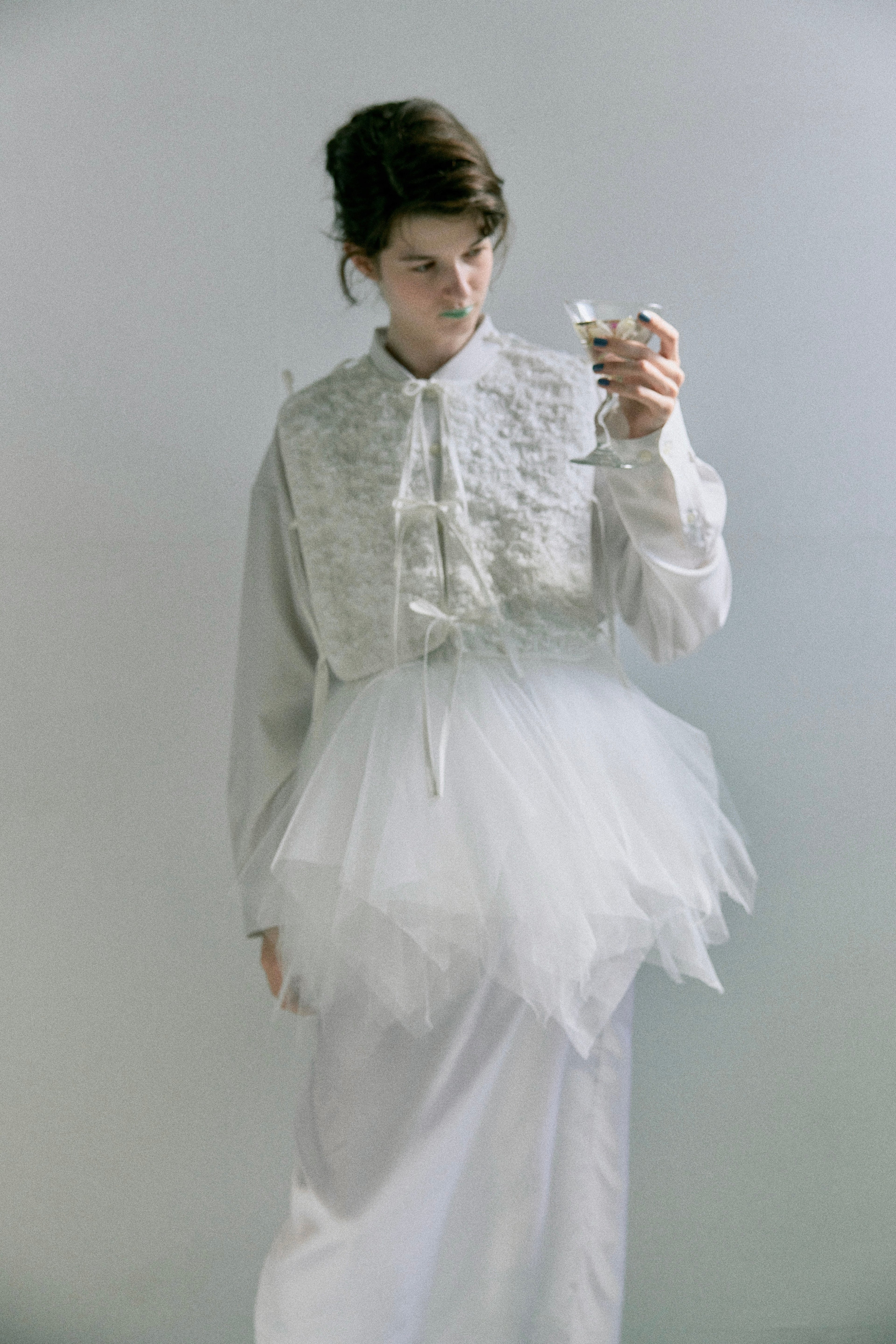 Piping Ribbon Vest - White