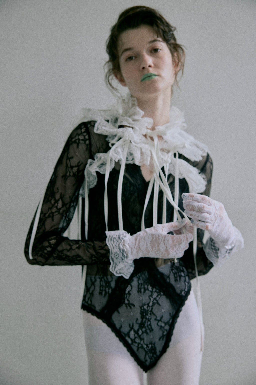 Lace Frill Scarf - White