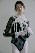 Lace Frill Scarf - White