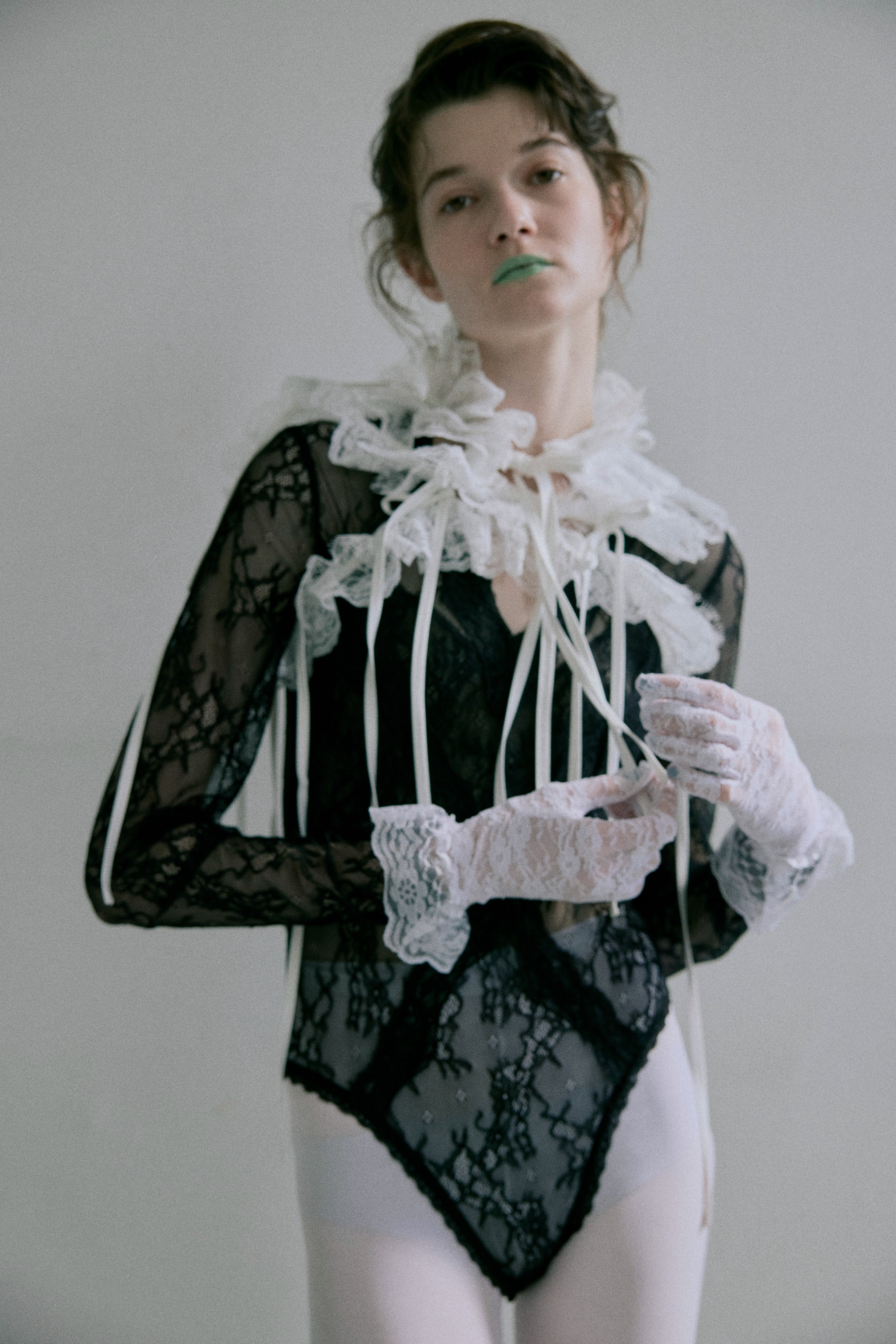 Lace Frill Scarf - White