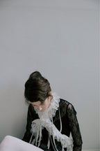 Lace Frill Scarf - White