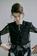 Piping Ribbon Vest - Black