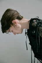 Piping Ribbon Vest - Black