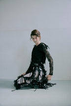 Piping Ribbon Vest - Black