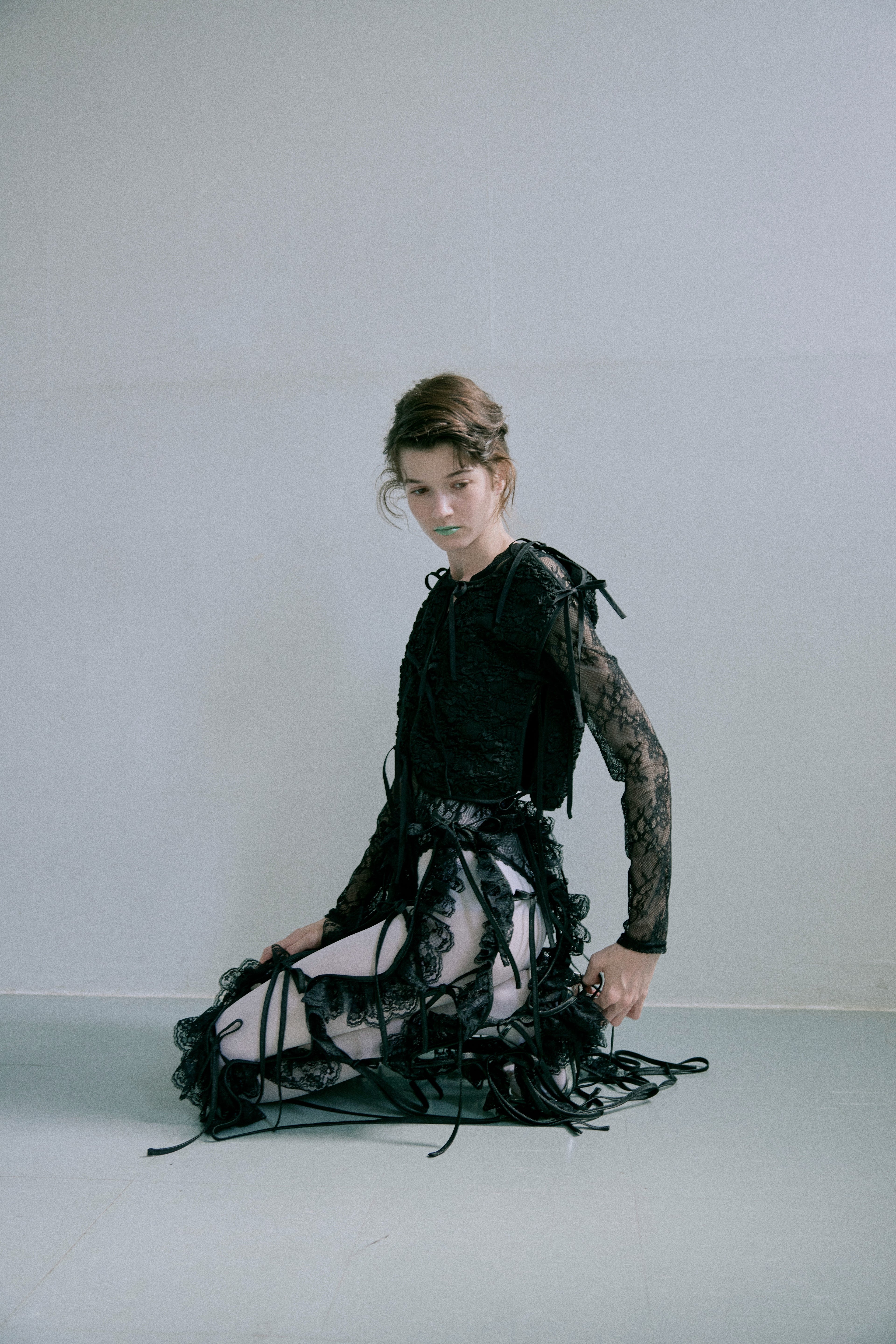 Piping Ribbon Vest - Black