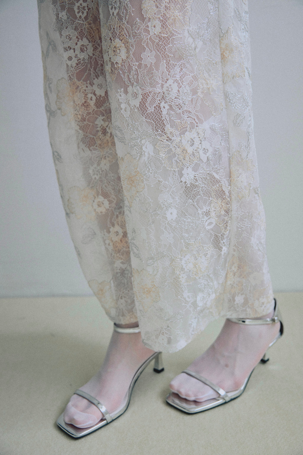 Sparkle Embroidery Lace Easy Pants