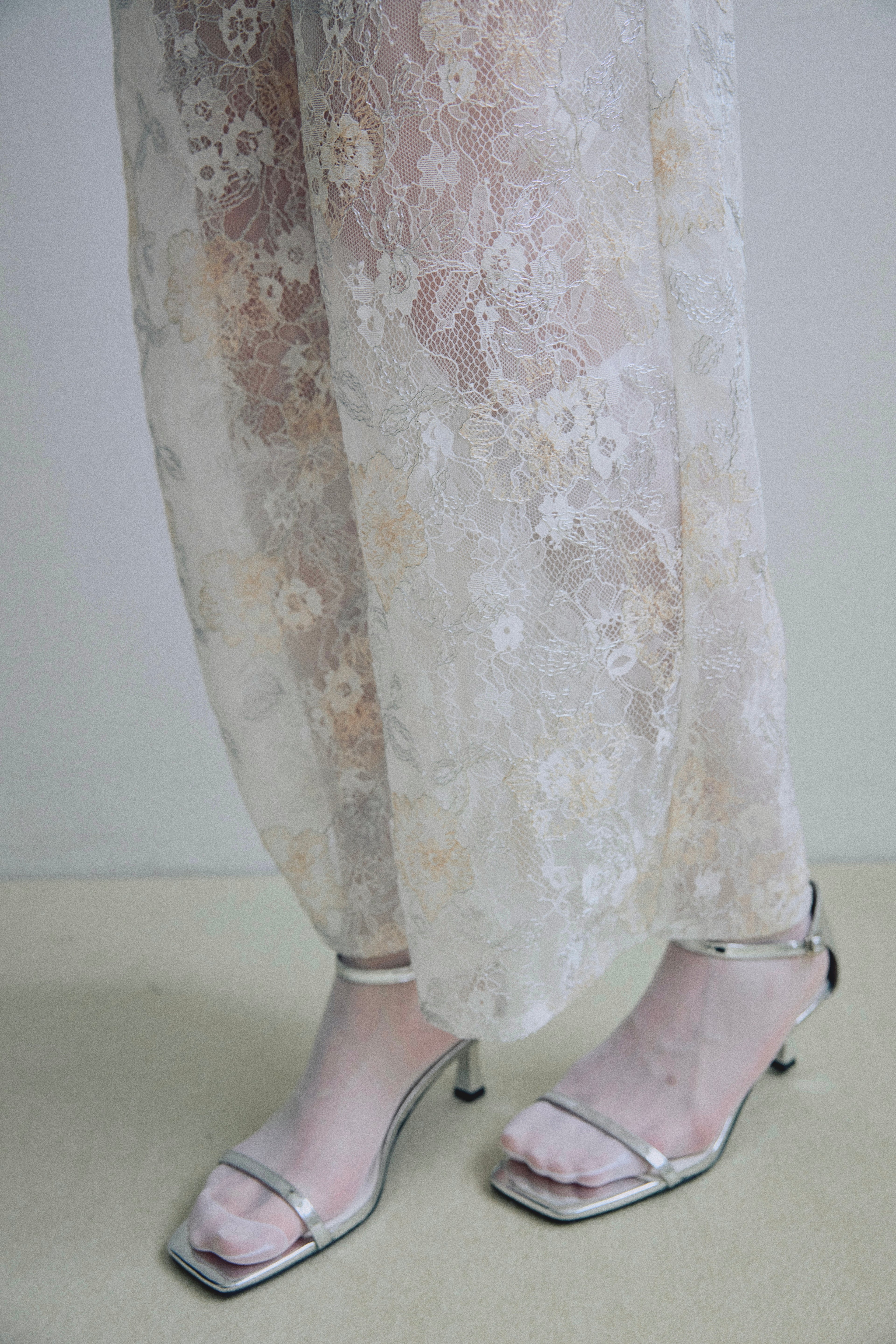 Sparkle Embroidery Lace Easy Pants