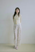 Sparkle Embroidery Lace Easy Pants