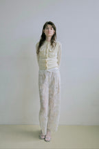 Sparkle Embroidery Lace Easy Pants