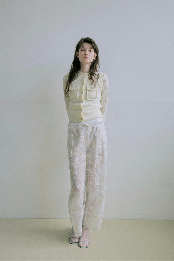 Sparkle Embroidery Lace Easy Pants