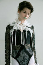 Lace Frill Scarf – Black