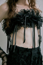 Lace Frill Scarf – Black