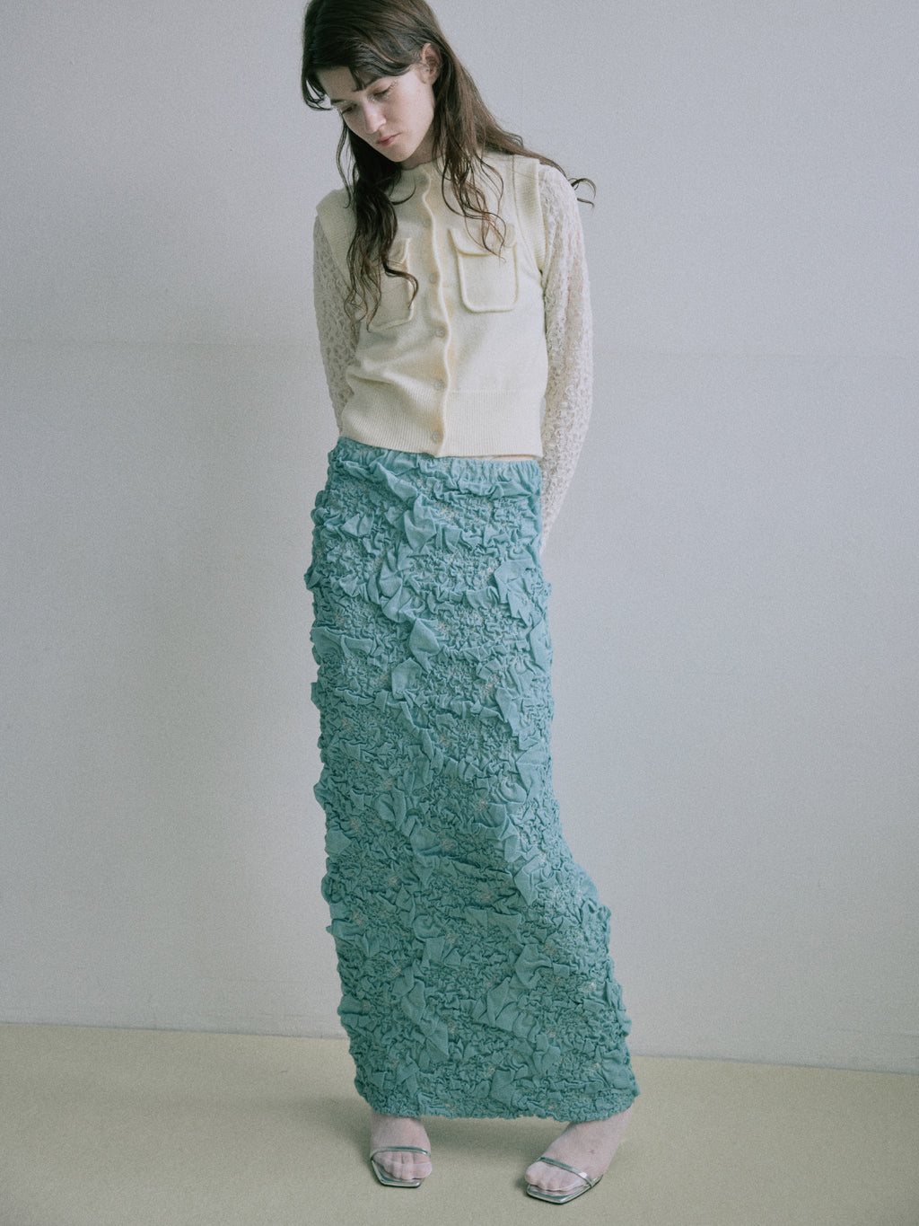 Random Jacquard Knit Skirt - D/Blue