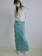 Random Jacquard Knit Skirt - D/Blue