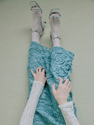 Random Jacquard Knit Skirt - D/Blue