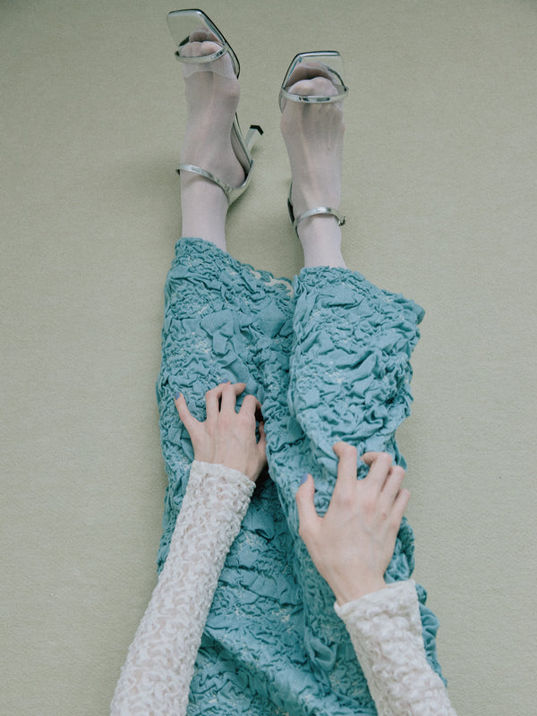 Random Jacquard Knit Skirt - D/Blue