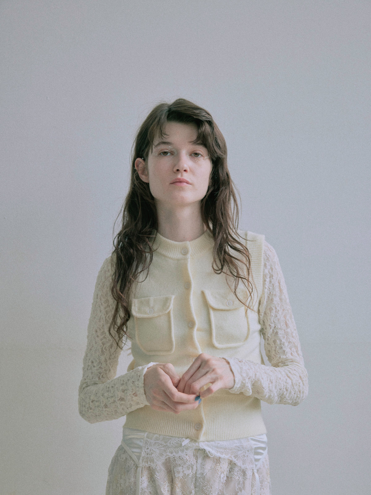 Patch Pocket Knit Vest - Ivory