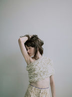 Random Jacquard Knit Vest - Ivory
