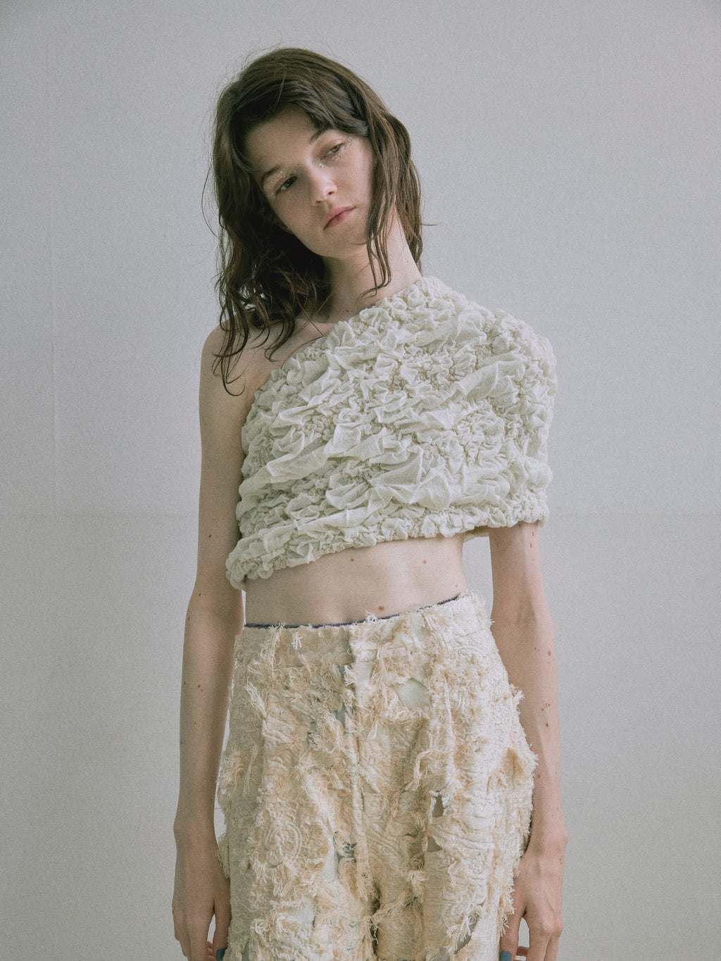 Random Jacquard Knit Vest - Ivory